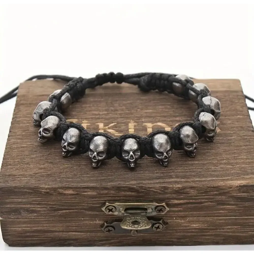 Y2k Unisex Gothic Stainless Steel Adjustable Bracelet Tattoo Grunge Skull Goth